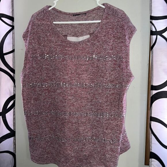 Women’s studded sleeveless blouse with chiffon back panel - Picture 1 of 5